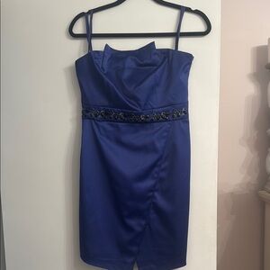 Kensie Royal Blue Mini Dress with Embellished Waist